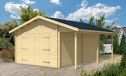 Holzgarage mit Schleppdach NANTES | Satteldach | Motorisiertes Sektionaltor | Wandstärke 44mm | 359x539cm