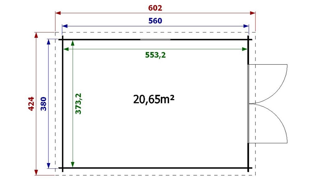 Garage Grand Limousin | 380 x 560 cm | Garagentor aus Holz | Wandstärke 34 mm