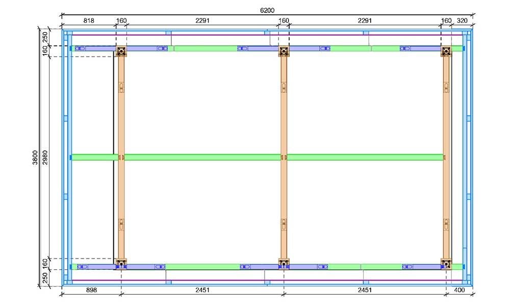 Einzelcarport Ononis | Flachdach | aus Douglasienholz | 380x620cm