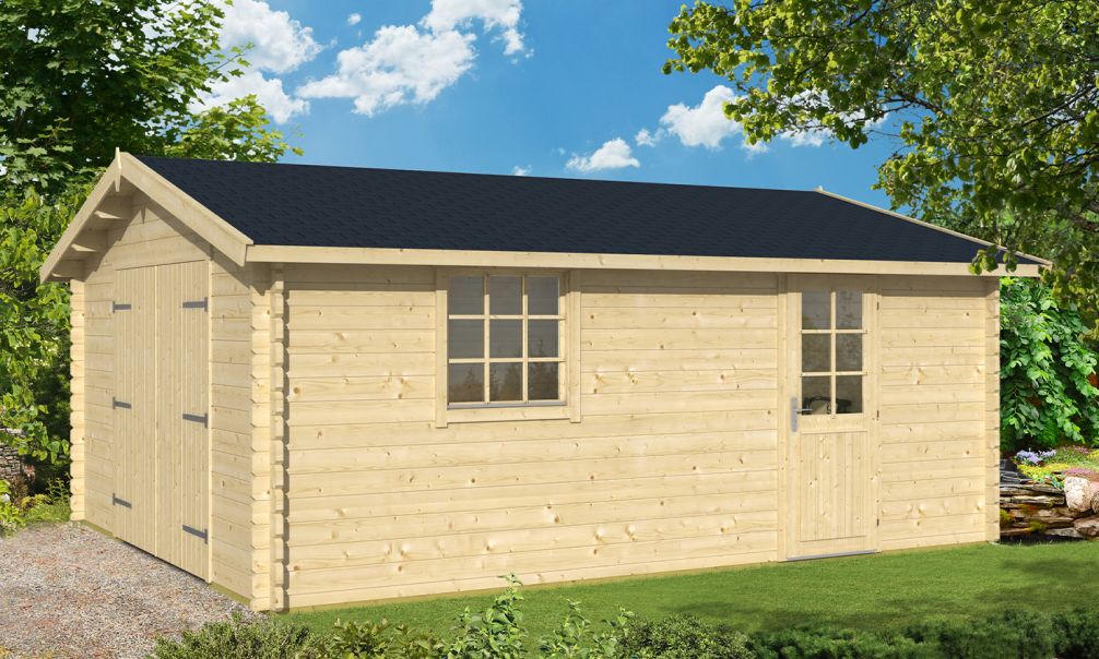 Garage Grenoble | Satteldach | Doppelflügeltür | Wandstärke 44mm | 450x548cm