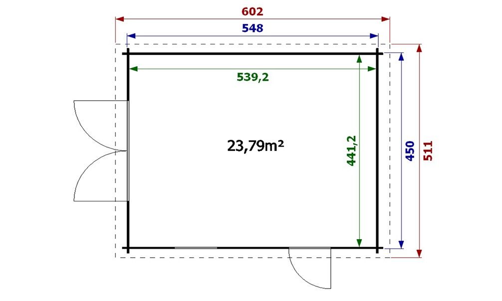 Garage Grenoble | 450 x 548 cm | Garagentor aus Holz | Wandstärke 44 mm