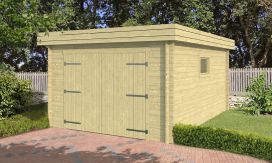 Holzgarage Nanterre | Flachdach | Doppelflügeltür | Wandstärke 34 mm | 330x480cm