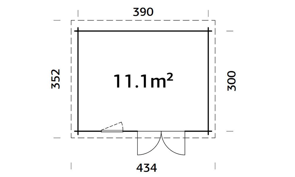Gartenhaus Marseille 11 | Flachdach | 44mm | 390x300cm