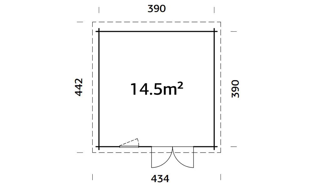Gartenhaus Marseille 15 | Flachdach | 44mm | 390x390cm