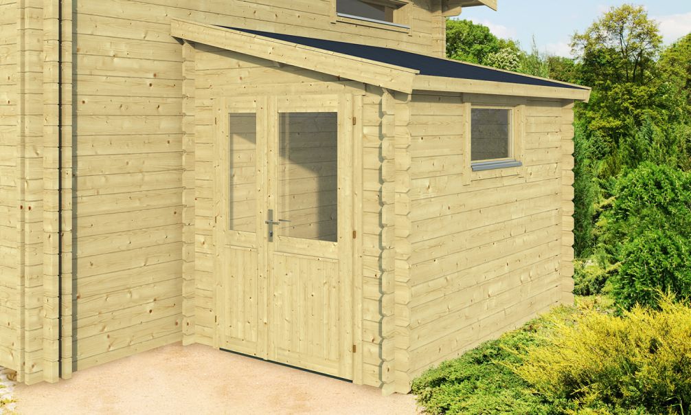 Gartenhaus St Nazaire 180 x 275 x 243 cm | Pultdach | Wandstärke 28 mm