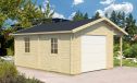 Holzgarage mit Schleppdach NANTES | Satteldach | Motorisiertes Sektionaltor| Wandstärke 44 mm | 359x539cm
