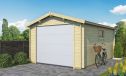 Einzelgarage aus Holz Limousin | Satteldach | Motorisiertes Sektionaltor  | Wandstärke 34mm | 330x480cm