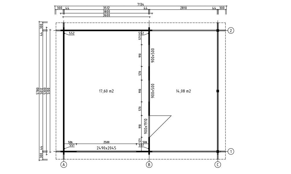 Holzgarage mit Carport Drôme | Motorgetriebenes isolierendes Garagen-Sektionaltor | Wandstärke 44mm | 645.4x510cm