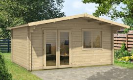 Gartenhaus Lille 500 x 390 x 270 cm + Schleppdach 100 cm | Satteldach | Wandstärke 70mm