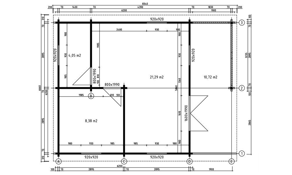 Tuinhuis Orégon 600 x 790 x 324 cm +  Schleppdach 210 cm | Zadeldak | Wanddikte 70mm