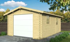 Holzgarage Chambery | Satteldach | Motorisiertes Sektionaltor | Wandstärke 44mm | 360x548cm