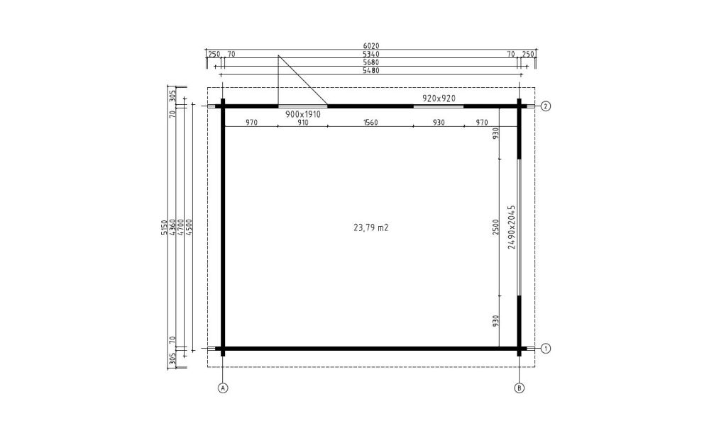 Holzgarage Grenoble | Satteldach | Doppelflügeltür | Wandstärke 70mm | 450x548cm