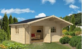 Gartenhaus Zanzibar 1 | 485 x 390 x 293 cm +  Schleppdach 150cm | Satteldach | Wandstärke 70mm