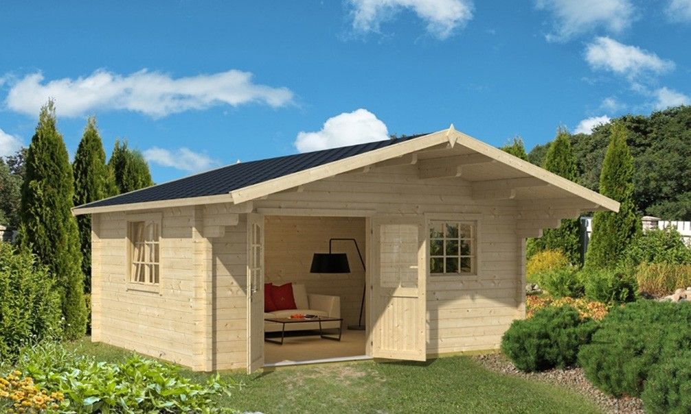 Gartenhaus Zanzibar 1 | 485 x 390 x 293 cm +  Schleppdach 150cm | Satteldach | Wandstärke 70mm