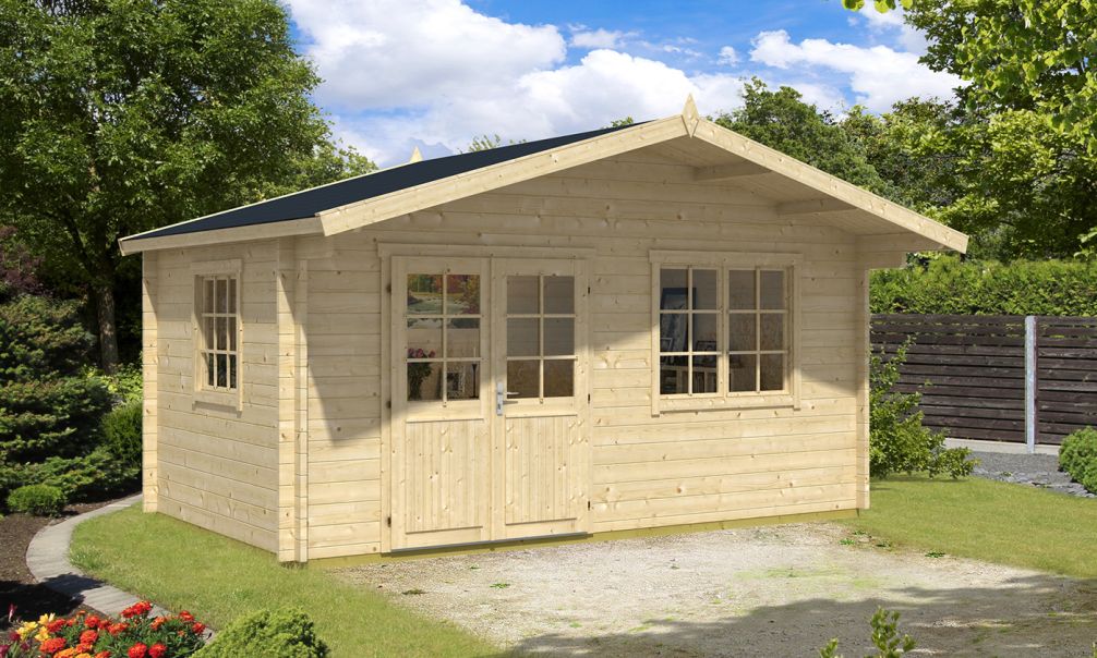 Gartenhaus  Biarritz 480 x 278 x 284 cm + Schleppdach 90 cm | Satteldach | Wandstärke 44mm