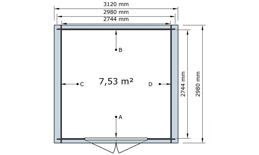 Gartenhaus  Marmande 9 | Satteldach | 28mm | 280X280cm