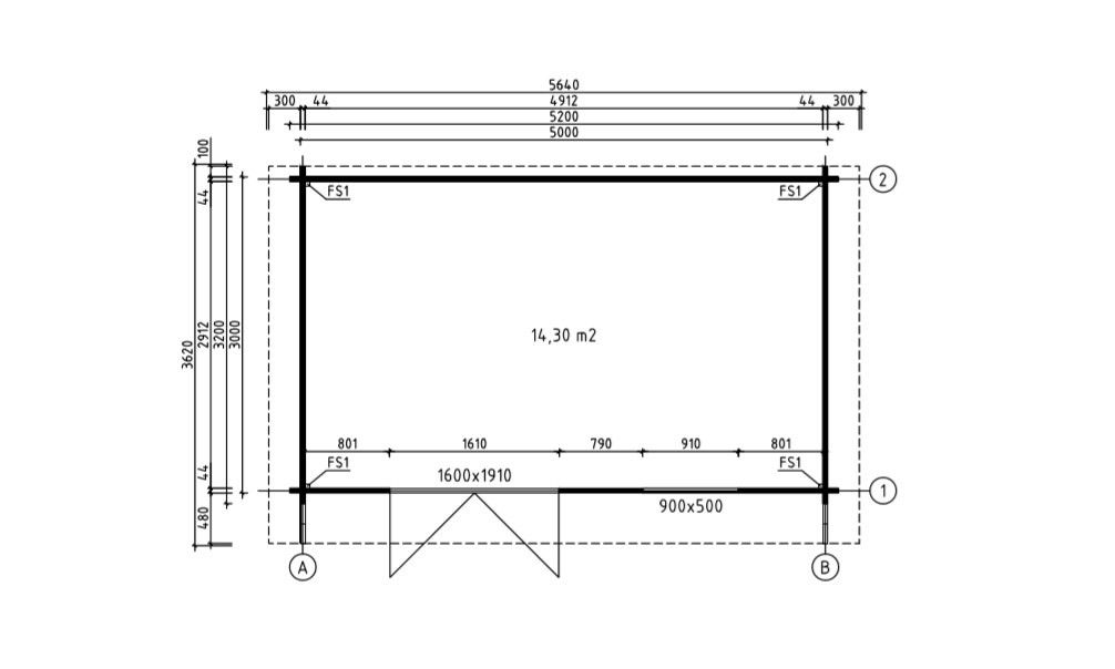 Gartenhaus Exterieur Dream 14 | 500 x 300 cm | Satteldach  |  Wandstärke 44mm