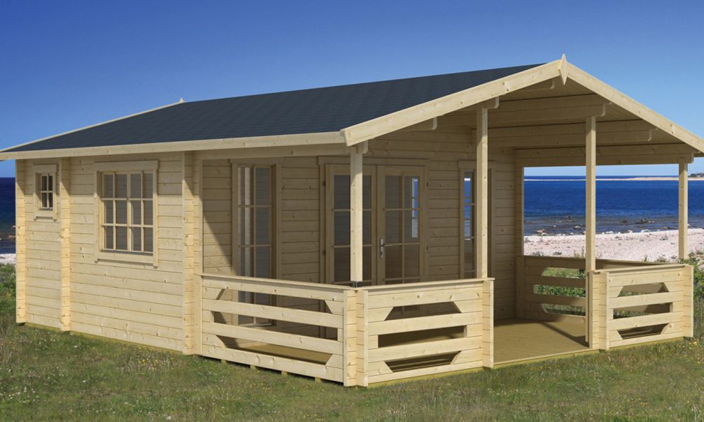 Gartenhaus Jersey 485 x 640 x 297 cm + Schleppdach 270 cm | Satteldach | Wandstärke 44mm