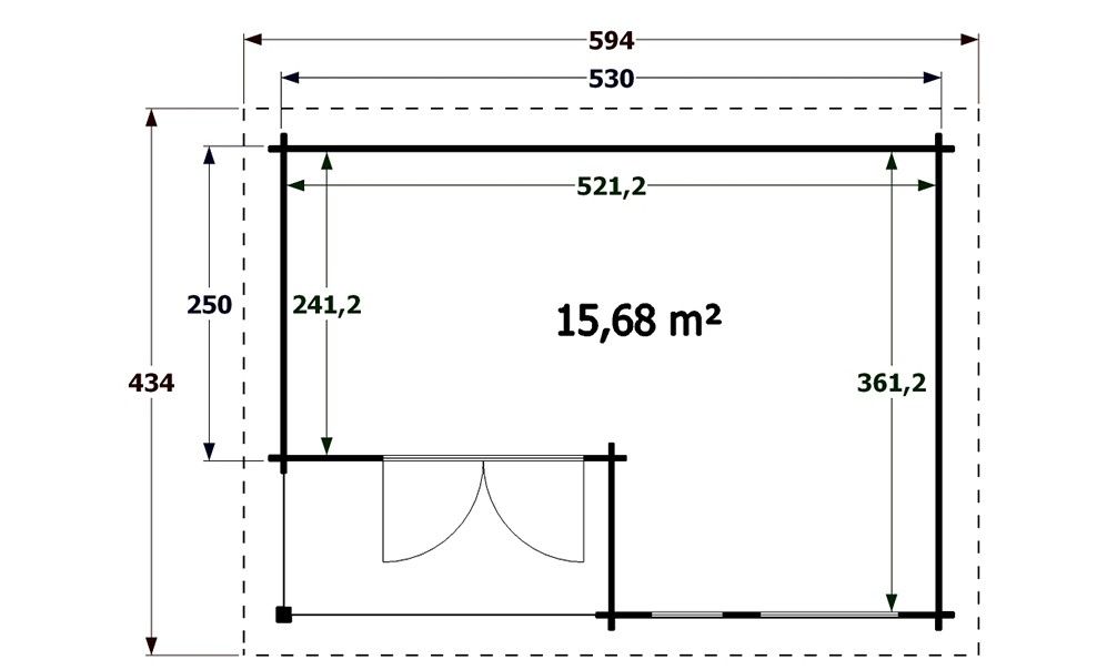 Gartenhaus Laval | Satteldach| 44mm | 530x370cm