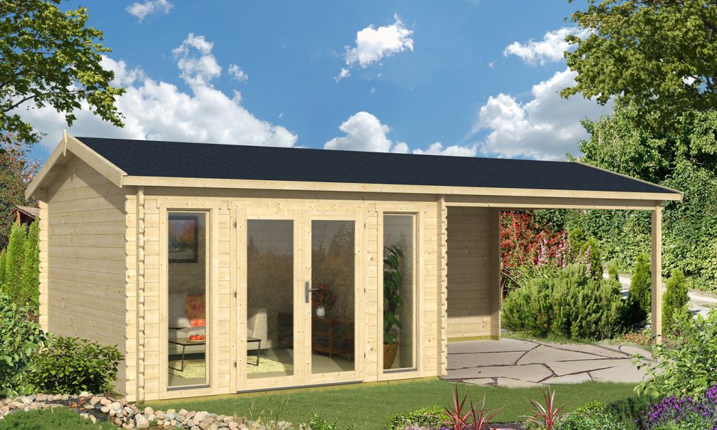 Gartenhaus mit Schleppdach Orléans | 360 x 360 cm |Satteldach | Wandstärke 44mm