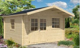 Gartenhaus Ramatuelle 380 x 380 x 270 cm + Luifel 90 cm | Satteldach | Wandstärke 44mm
