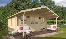 Gartenhaus Vichy 485 x 390 x 276 cm + Schleppdach 190 cm | Satteldach | Wandstärke 44mm