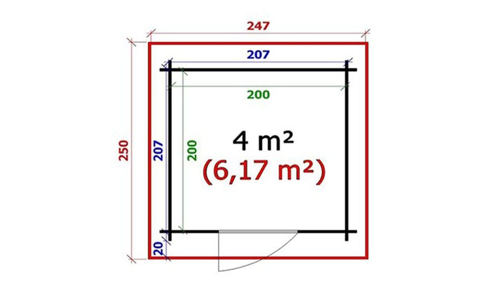Gartenhaus Ouvrier 1 |Satteldach| 34mm | 207x207cm