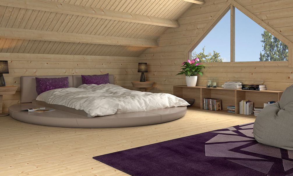 Blokhaus Perpignan 20/V2 Mit Halbgeschoss | 500x 400cm | Satteldach| Wandstärke 44mm