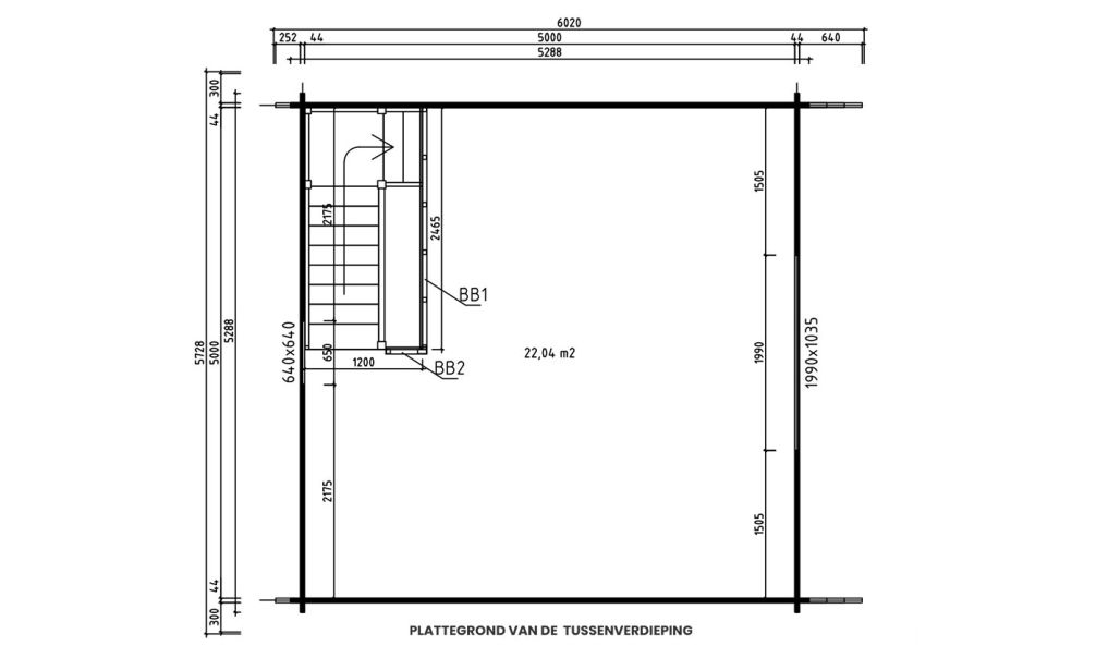 Blokhaus Perpignan 25 Mit Halbgeschoss | 500x 500cm | Satteldach | Wandstärke 44mm