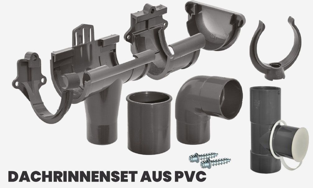 PVC Dachrinnen für Satteldach bis 800cm max RG125