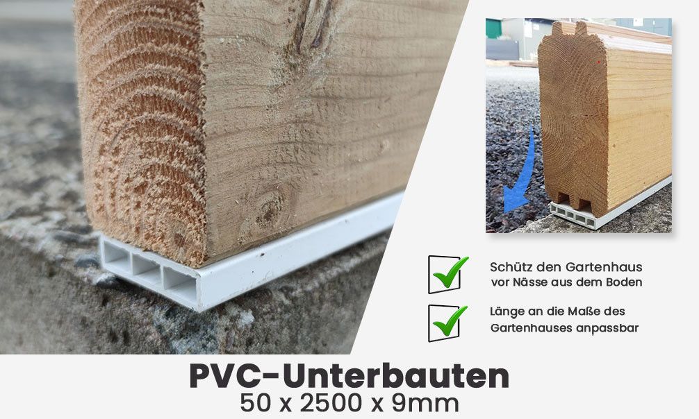 PVC-Unterbauten für Gartenhaus 68/70mm - 50x9x2500mm
