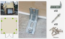 Sturmwinkel Set für die Befestigung des Gartenhauses am Fundament