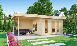 Gartenhaus mis Anbau Rodez 44 | Flachdach | Wandstärke 44mm | 632x360cm