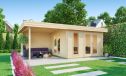 Gartenhaus mis Anbau Rodez 44 | Flachdach | Wandstärke 44mm | 632x360cm