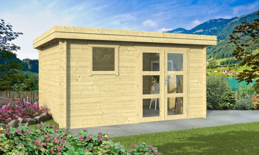 Gartenhaus Lyon 11 | Flachdach | Wanstärke 34mm | 378x298cm