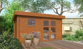 Gartenhaus Lyon 15 | Kesseldruckimprägniert | Flachdach | Wandstärke 34mm | 378x378cm