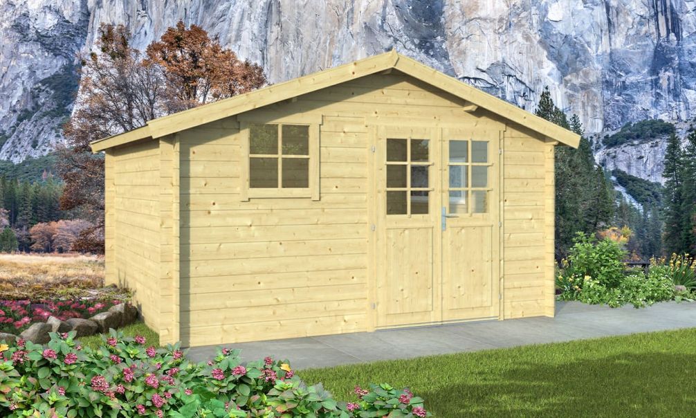 Gartenhaus Violette 11 | Satteldach | Wandstärke 34mm | 378x298cm