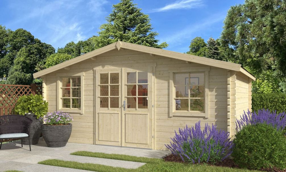 Gartenhaus Cahors | Satteldach | Wandstärke 44mm | 488x368cm