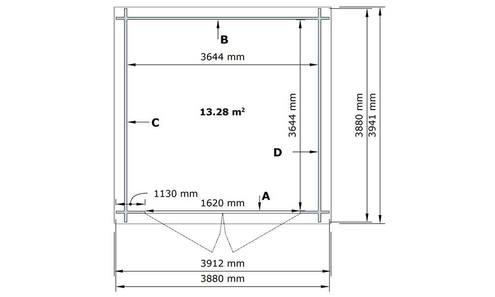 Gartenhaus Jonzac 15 | Flachdach | Kesseldruckimprägniert | Wandstärke 28mm | 370x370cm