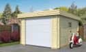 Holzgarage Nanterre | Flachdach | Motorisiertes Sektionaltor | Wandstärke 34 mm | 330x480cm