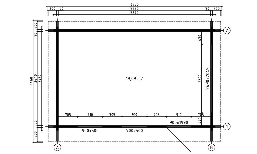 Holzgarage Brisbane | Flachdach | Doppelflügeltür | 2-fach verleimte Blockbohle 70mm | 358x569cm