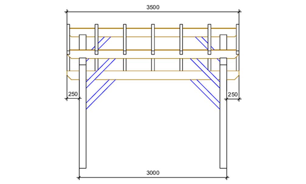 Einzel Carport Vincennes 14 | Holz-Nutzungsklasse 2 | Satteldak | Nordische Kiefer | 350x500cm