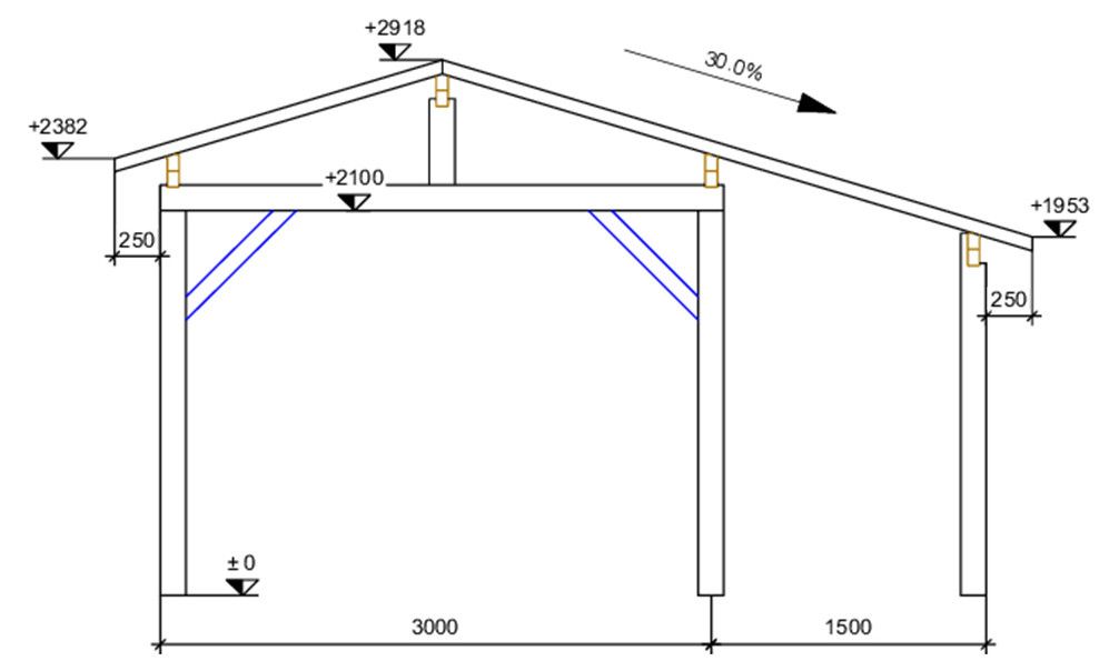 Einzel Carport Vincennes 14 | Holz-Nutzungsklasse 2 | Satteldak | Nordische Kiefer | 350x500cm