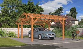 Einzelcarport Vincennes 18A | Holz-Nutzungsklasse 3 | Satteldak | Nordische Kiefer | 450x500cm