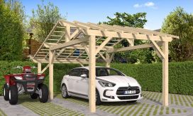 Einzelcarport Vincennes 18B | Holz-Nutzungsklasse 2 | Satteldak | Nordische Kiefer | 350x650cm