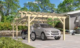 Doppelcarport Vincennes 24 | Holz-Nutzungsklasse 2 | Satteldak | Nordische Kiefer | 450x650cm