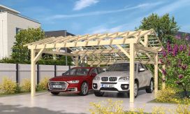 Doppelcarport Vincennes 30 | Holz-Nutzungsklasse 2 | Satteldak | Nordische Kiefer | 550x650cm