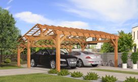 Doppelcarport Vincennes 36 | Holz-Nutzungsklasse 3 | Satteldak | Nordische Kiefer | 650x650cm