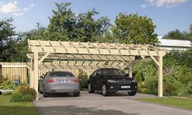 Doppelcarport Vincennes 42 | Holz-Nutzungsklasse 2 | Satteldak | Nordische Kiefer | 700x600cm