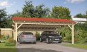 Doppelcarport Vincennes 42 | Holz-Nutzungsklasse 2 | Satteldak | Nordische Kiefer | 700x600cm